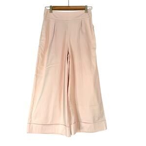Zara Womens Wide Leg High Rise Pants S Pink Cropped Pull On Elastic Waist Casual